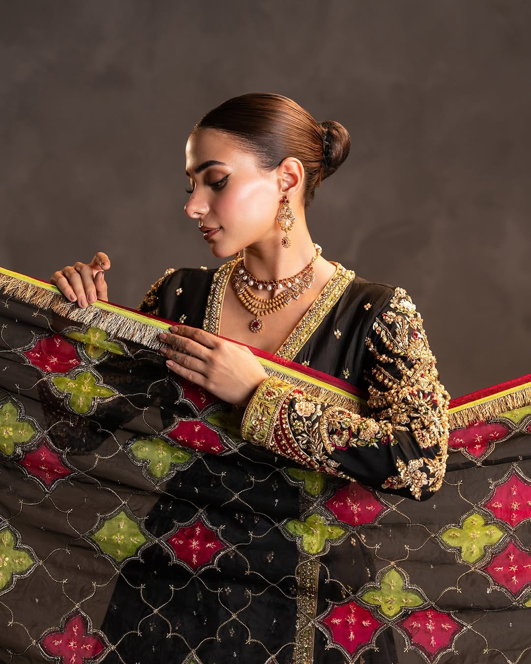 Ahmad Sultan | 3 Piece Unstitched Embroidered Bridal | Raqs - Swan’s Serenade