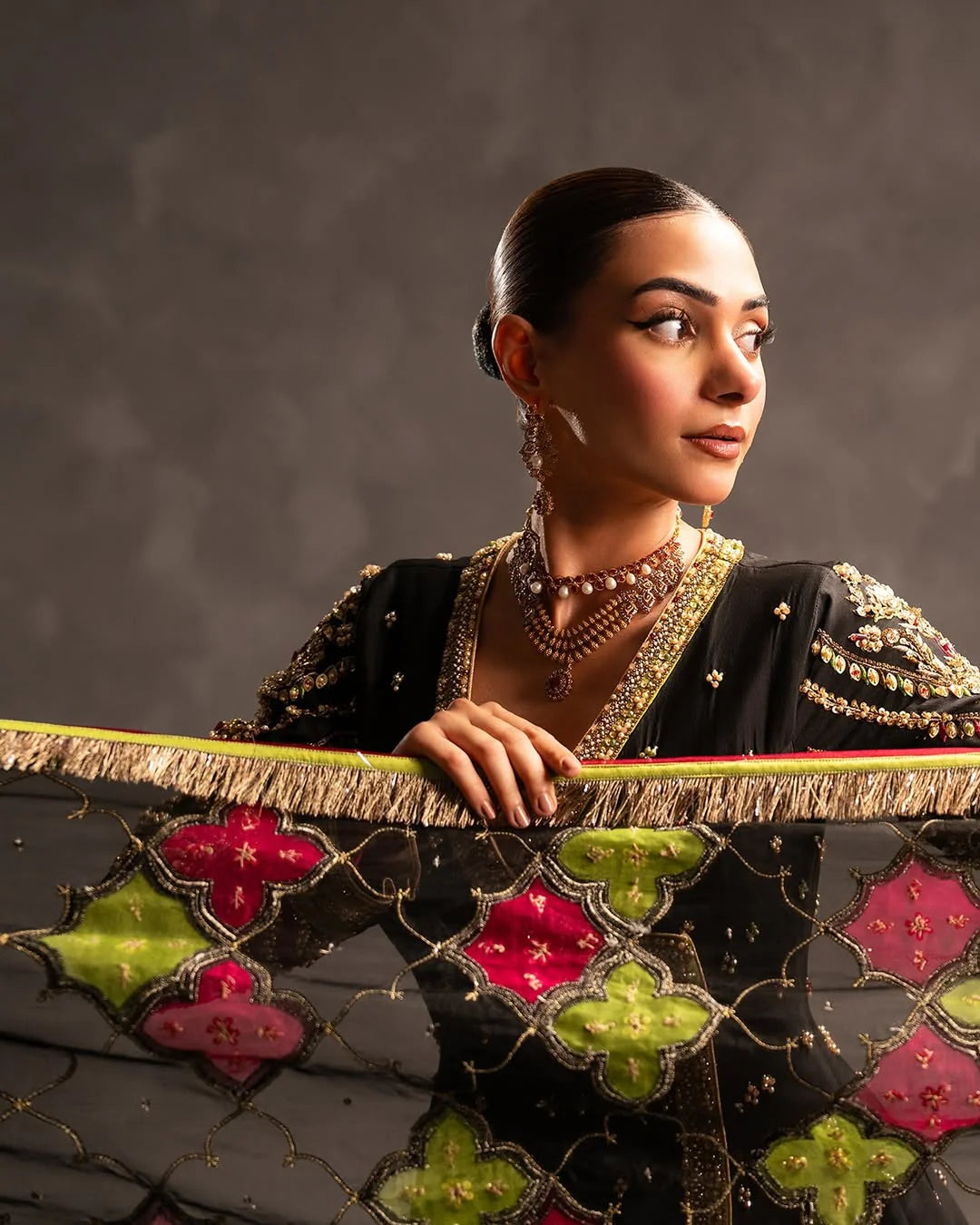 Ahmad Sultan | 3 Piece Unstitched Embroidered Bridal | Raqs - Swan’s Serenade