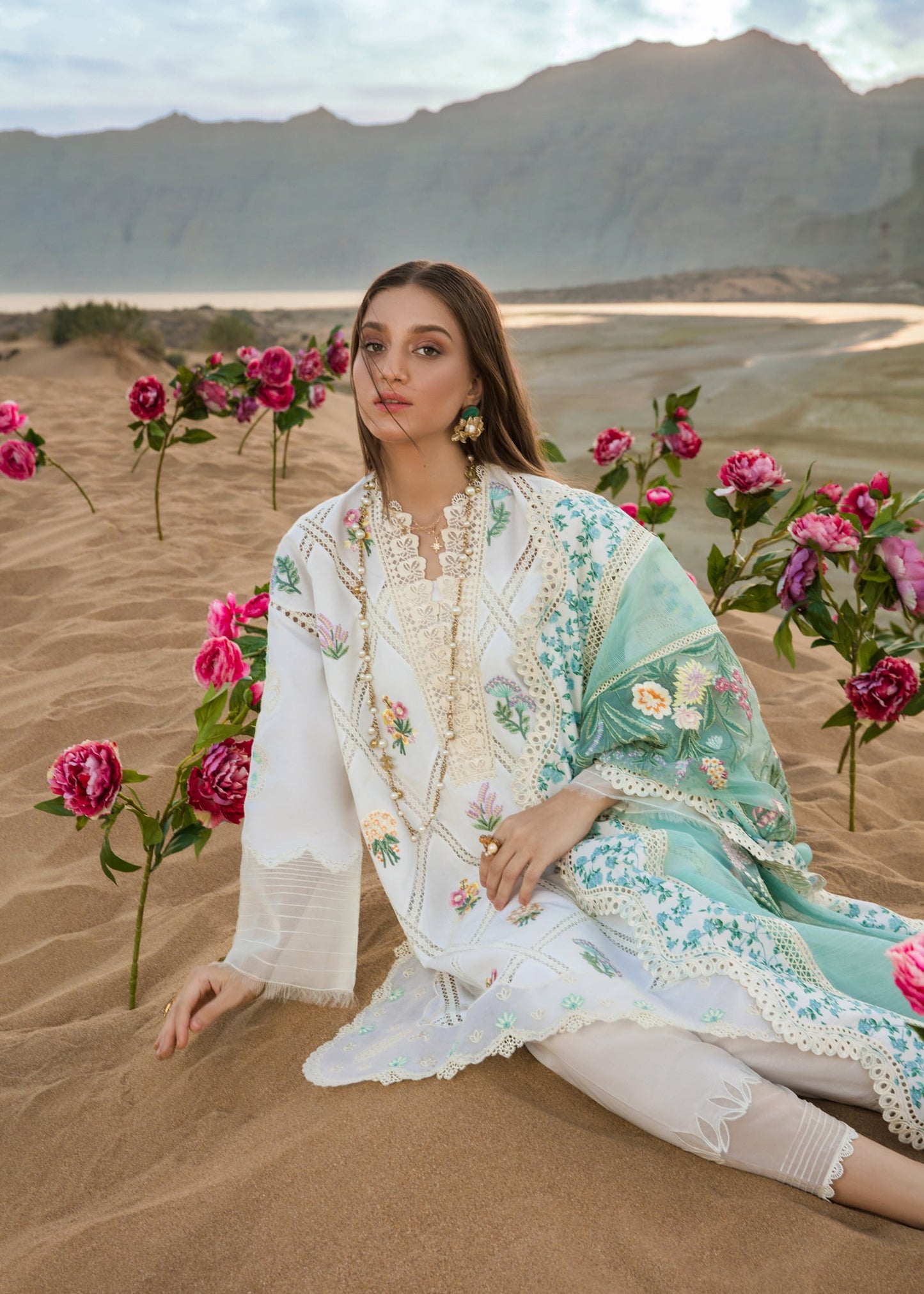 Crimson by Saira Shakira | Unstitched Embroidered Chikankari and Front Lawn - French Summer | D1 A