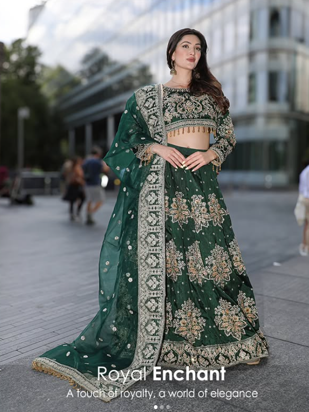 Emran Kashif | 3 Piece Unstitched Embroidered Silk Embellishment Lehenga | Royal Enchant EK-2506