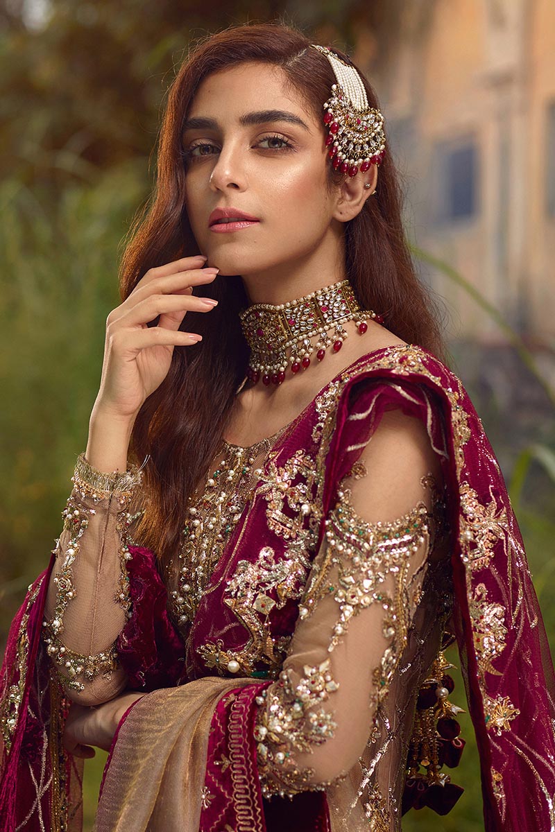 MNR | 3 Piece Unstitched Embroidered Zari Sharara | Zaar Bakht