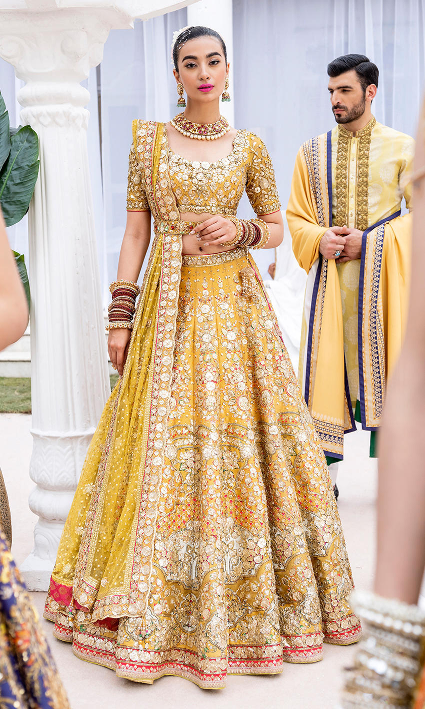 Nomi Ansari | 3 Piece Unstitched Embroidered Bridal Dress | NAB-22-110