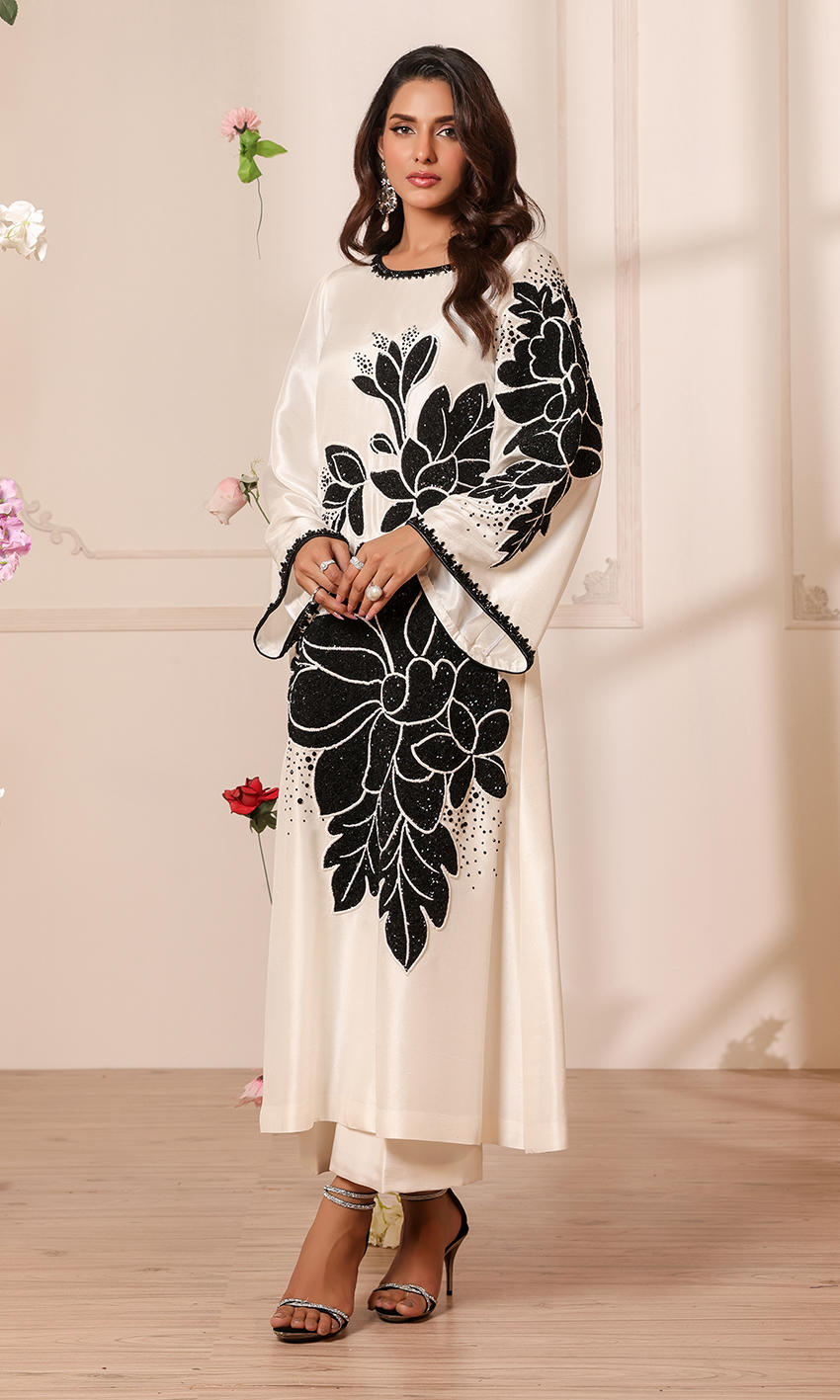 Nomi Ansari | 3 Piece Unstitched Embroidered Raw Silk | NALP24-24