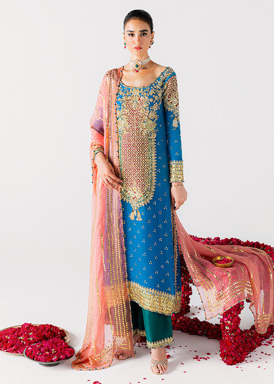 Sara Rohale Asghar | 3 Piece Unstitched Embroidered Khaddi Cotton Net | Shab Ayin