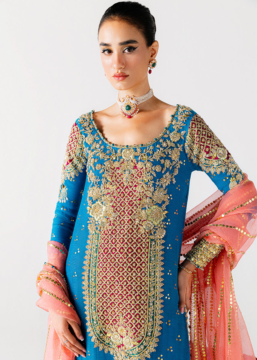 Sara Rohale Asghar | 3 Piece Unstitched Embroidered Khaddi Cotton Net | Shab Ayin