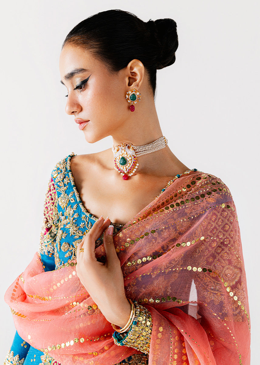 Sara Rohale Asghar | 3 Piece Unstitched Embroidered Khaddi Cotton Net | Shab Ayin