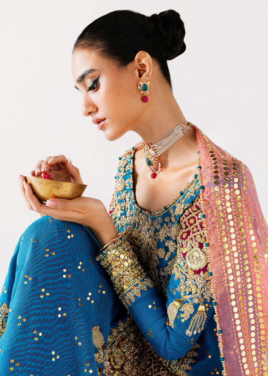 Sara Rohale Asghar | 3 Piece Unstitched Embroidered Khaddi Cotton Net | Shab Ayin