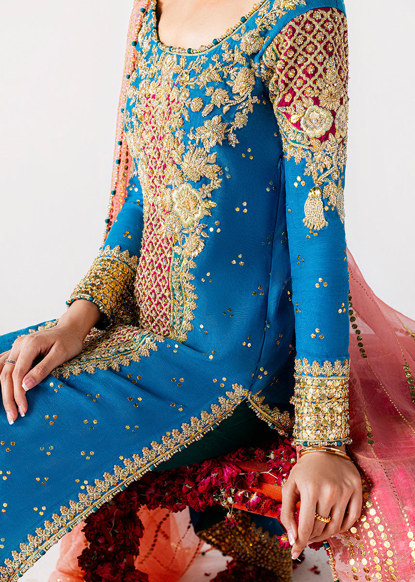 Sara Rohale Asghar | 3 Piece Unstitched Embroidered Khaddi Cotton Net | Shab Ayin