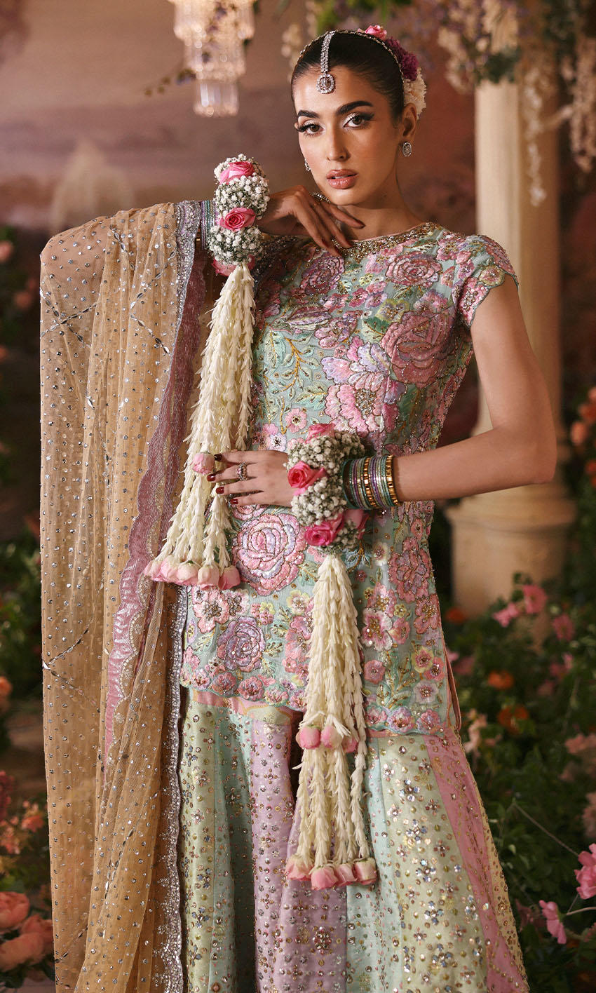 Nomi Ansari | 3 Piece Unstitched Embroidered Birdal Dess | Rosebud