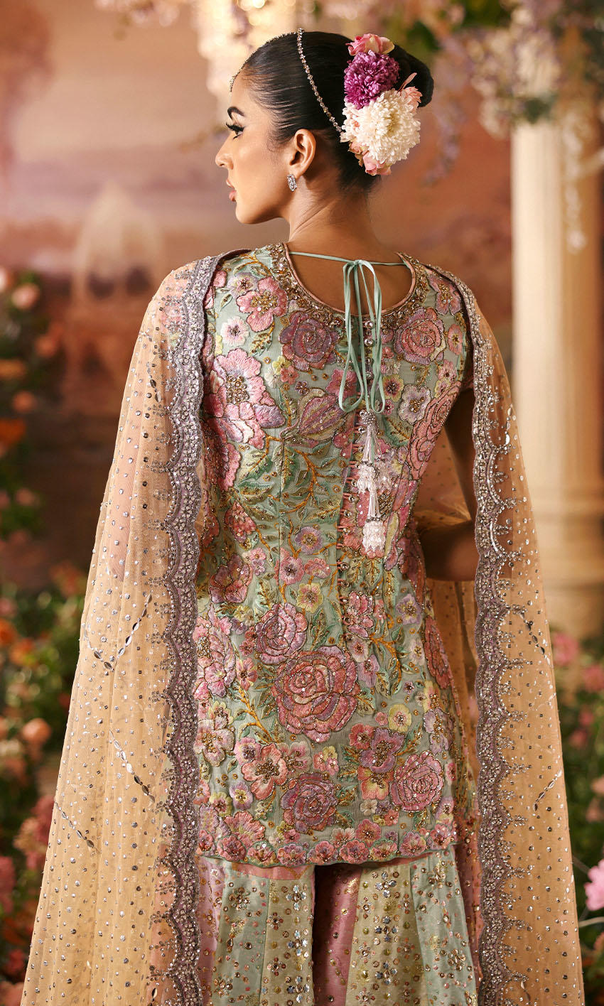 Nomi Ansari | 3 Piece Unstitched Embroidered Birdal Dess | Rosebud