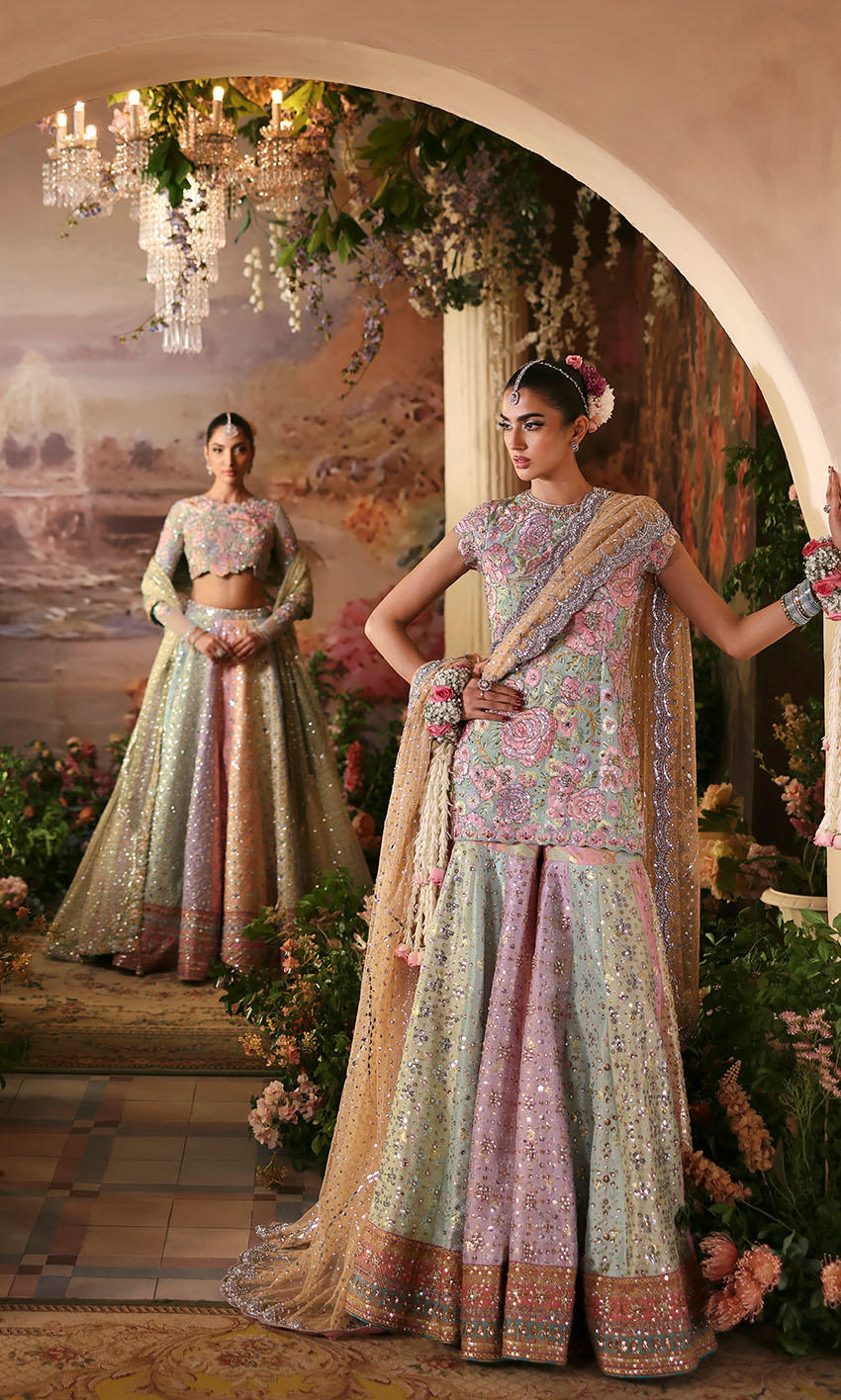 Nomi Ansari | 3 Piece Unstitched Embroidered Birdal Dess | Rosebud