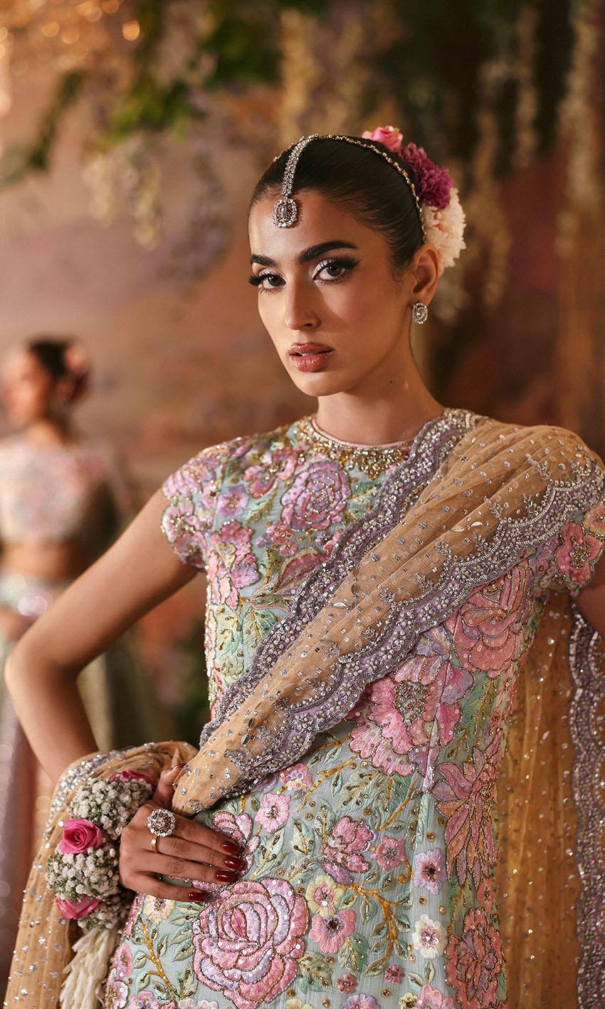 Nomi Ansari | 3 Piece Unstitched Embroidered Birdal Dess | Rosebud