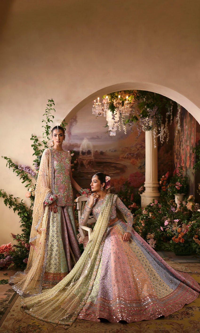 Nomi Ansari | 3 Piece Unstitched Embroidered Birdal Dess | Rosebud