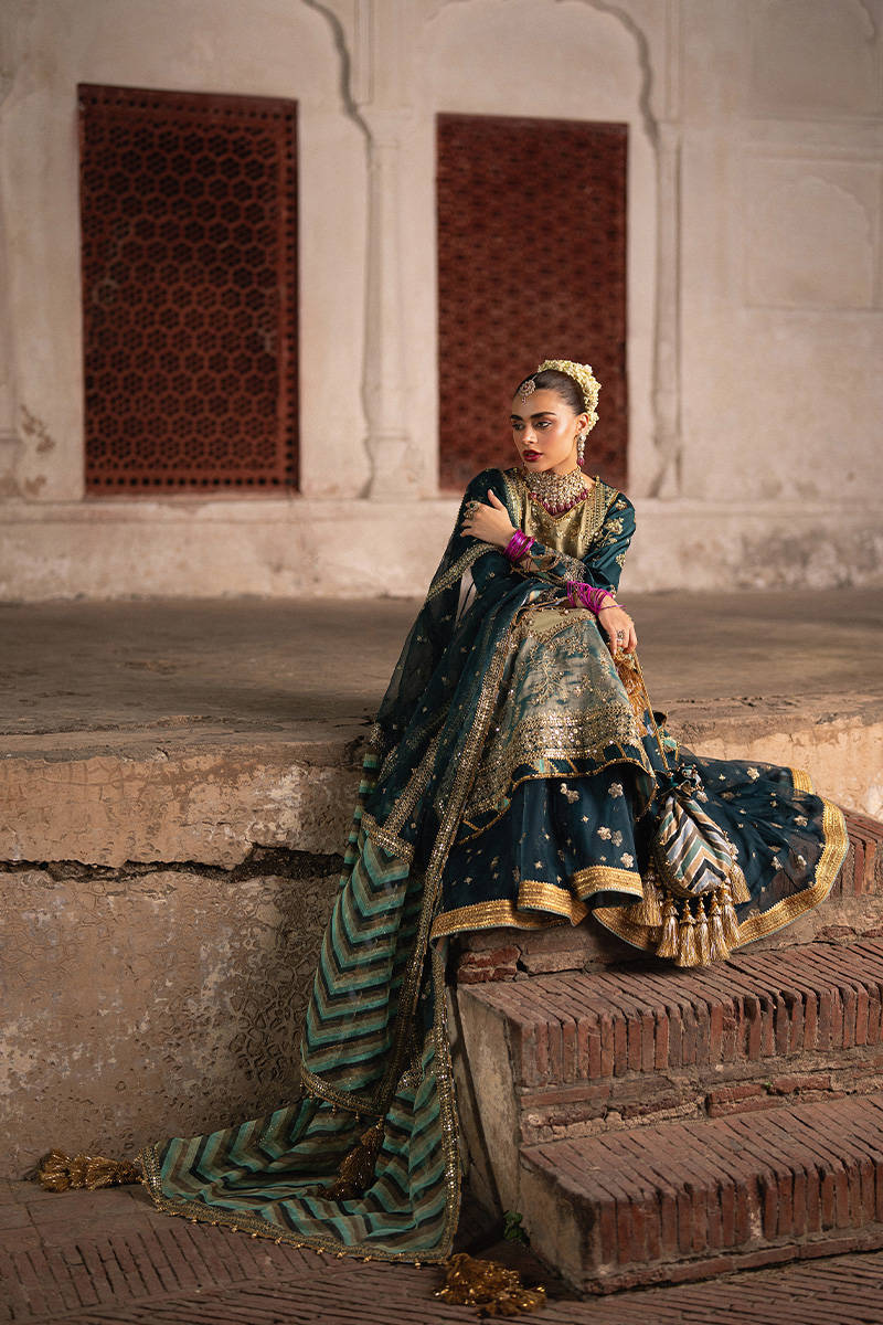 MNR | 3 Piece Unstitched Embroidered Tissue Silk | Lehar
