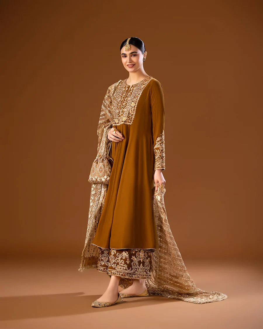 Faiza Saqlain | 3 Piece Unstitched Embroidered Tissue Silk | Maah Paara