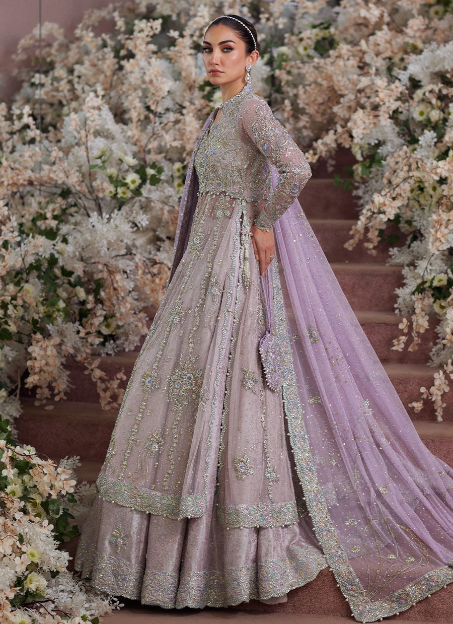Farah Talib | 3 Piece Unstitched Embroidered Bridal Dress | Elanur Lilac
