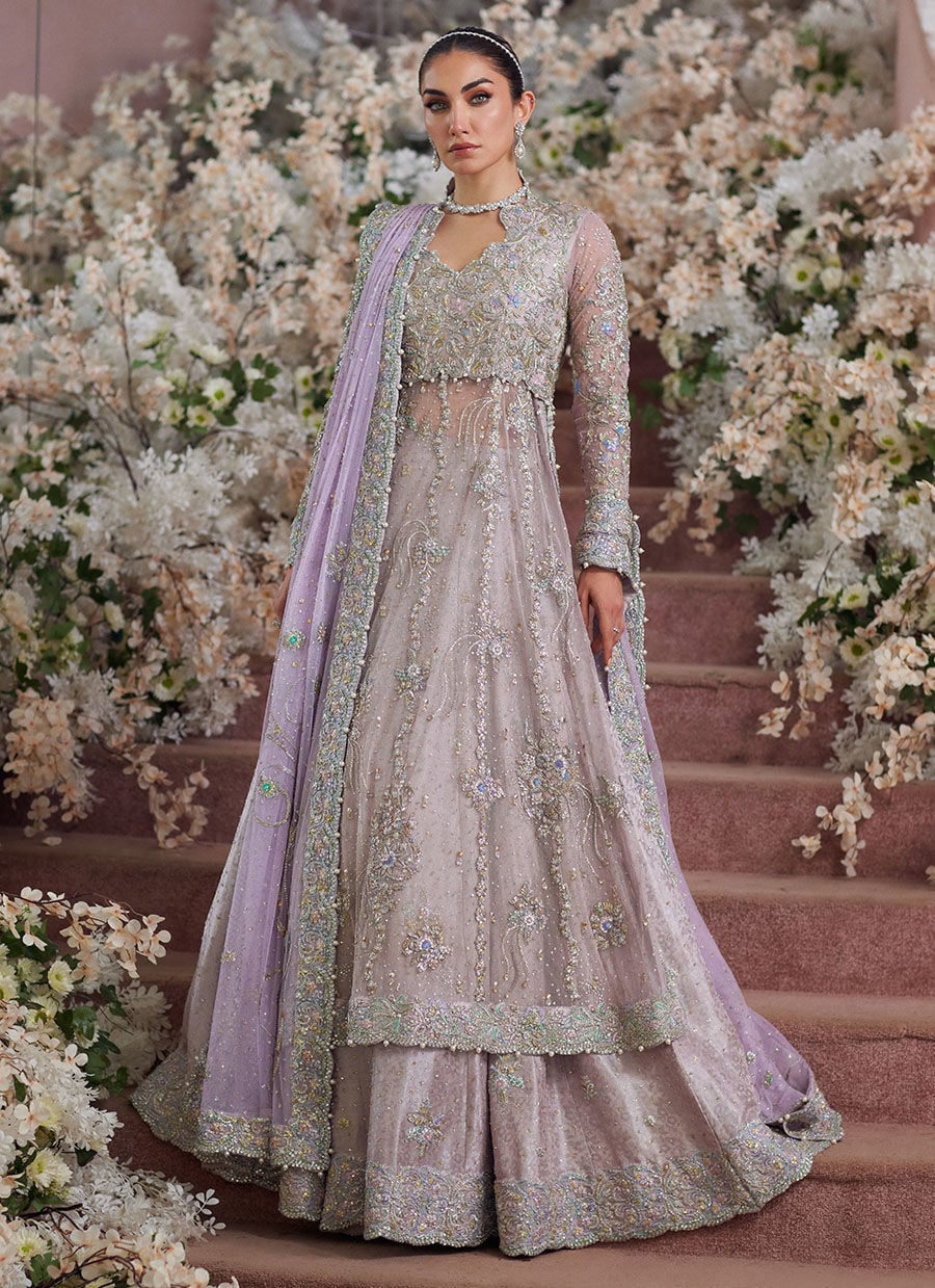 Farah Talib | 3 Piece Unstitched Embroidered Bridal Dress | Elanur Lilac