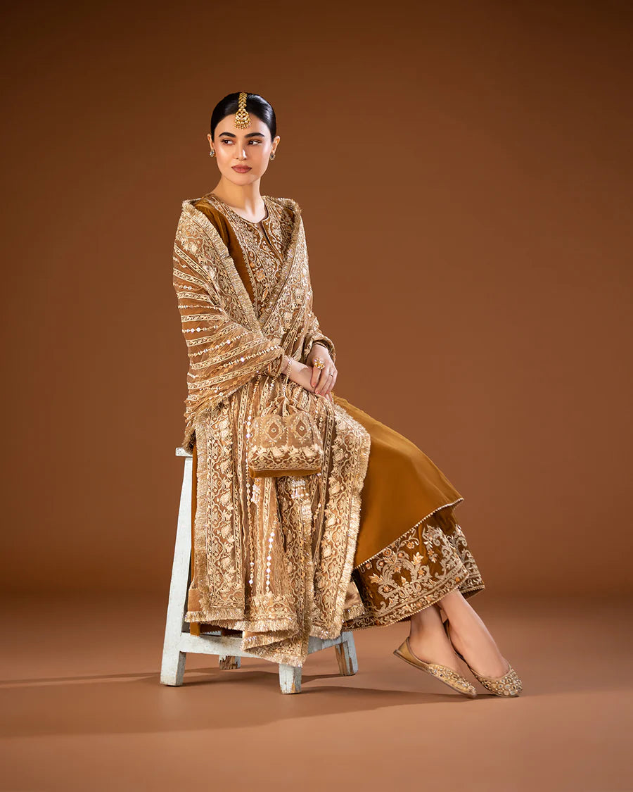Faiza Saqlain | 3 Piece Unstitched Embroidered Tussle Silk | Maah Paara