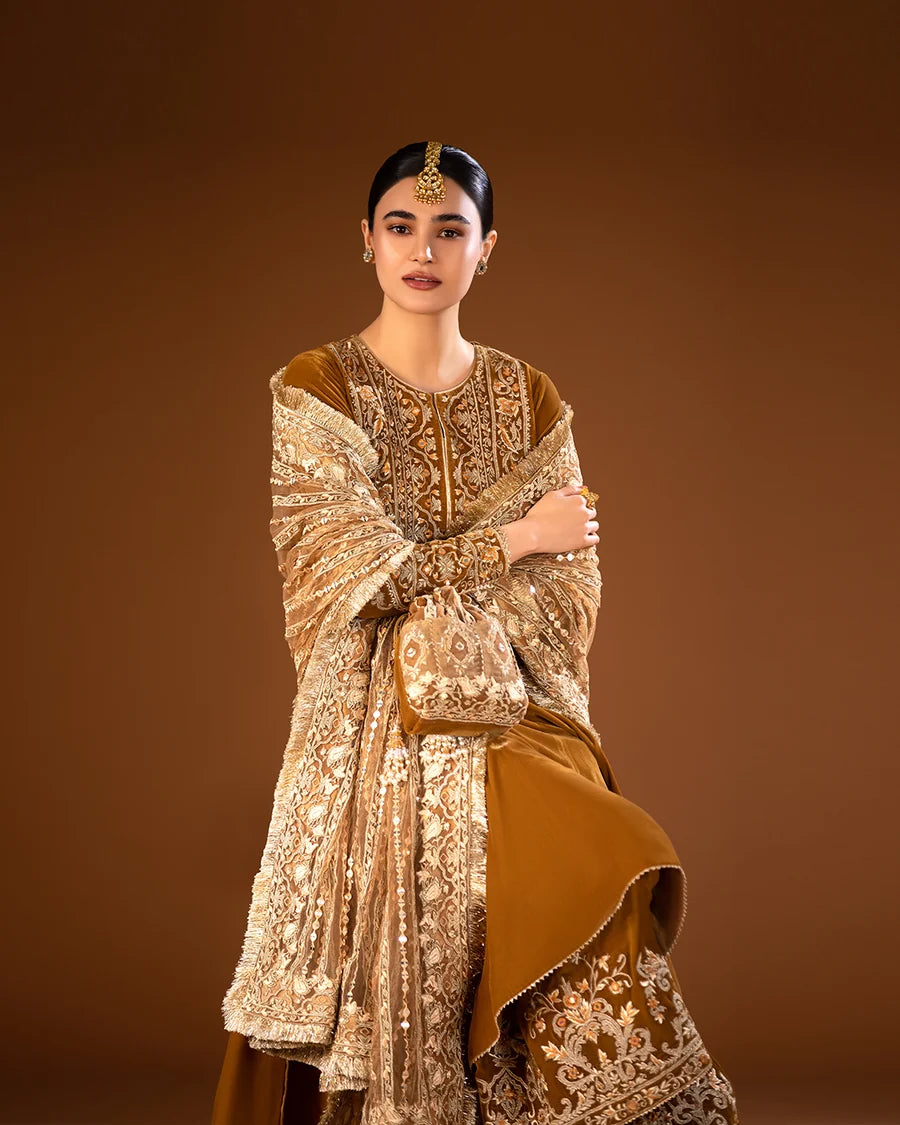 Faiza Saqlain | 3 Piece Unstitched Embroidered Tissue Silk | Maah Paara