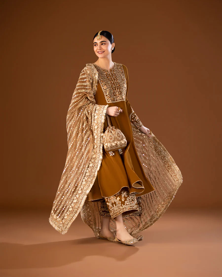 Faiza Saqlain | 3 Piece Unstitched Embroidered Tussle Silk | Maah Paara