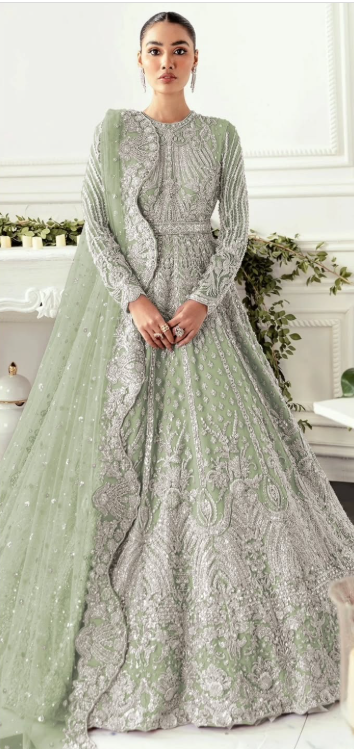 Akbar Aslam |  Bridal Net Maxi | HYACINTH - Pista