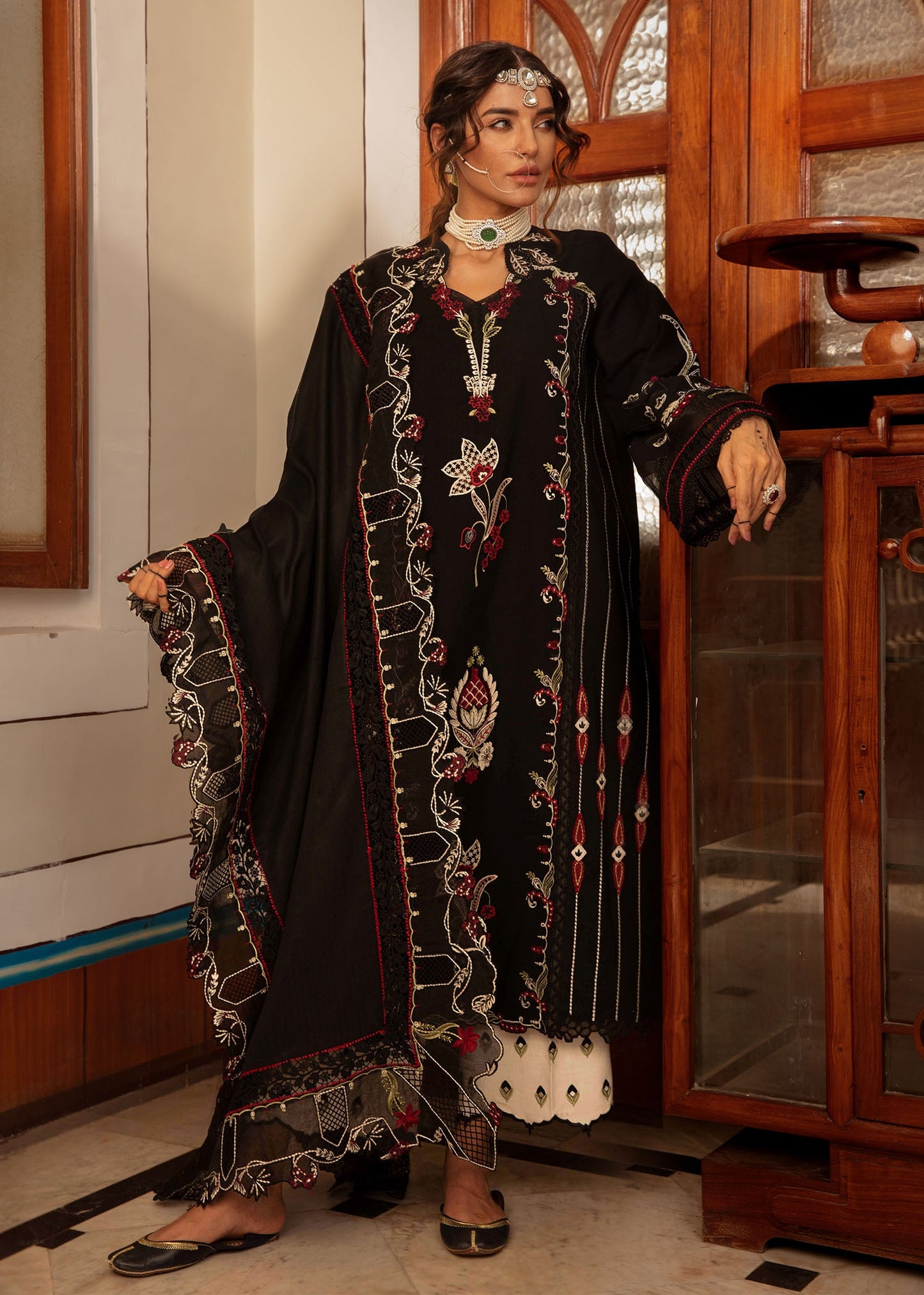 Crimson | 3 Piece Unstitched Embroidered Lawn | Meenakari | CWTR24-D5