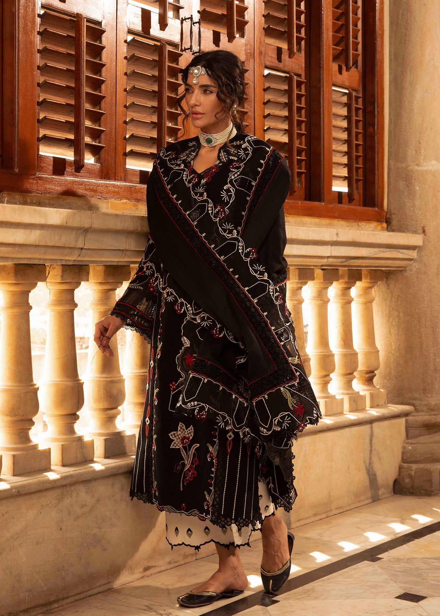 Crimson | 3 Piece Unstitched Embroidered Lawn | Meenakari | CWTR24-D5