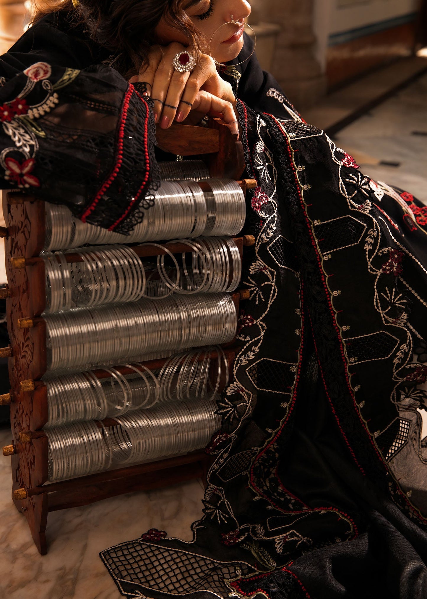 Crimson | 3 Piece Unstitched Embroidered Lawn | Meenakari | CWTR24-D5