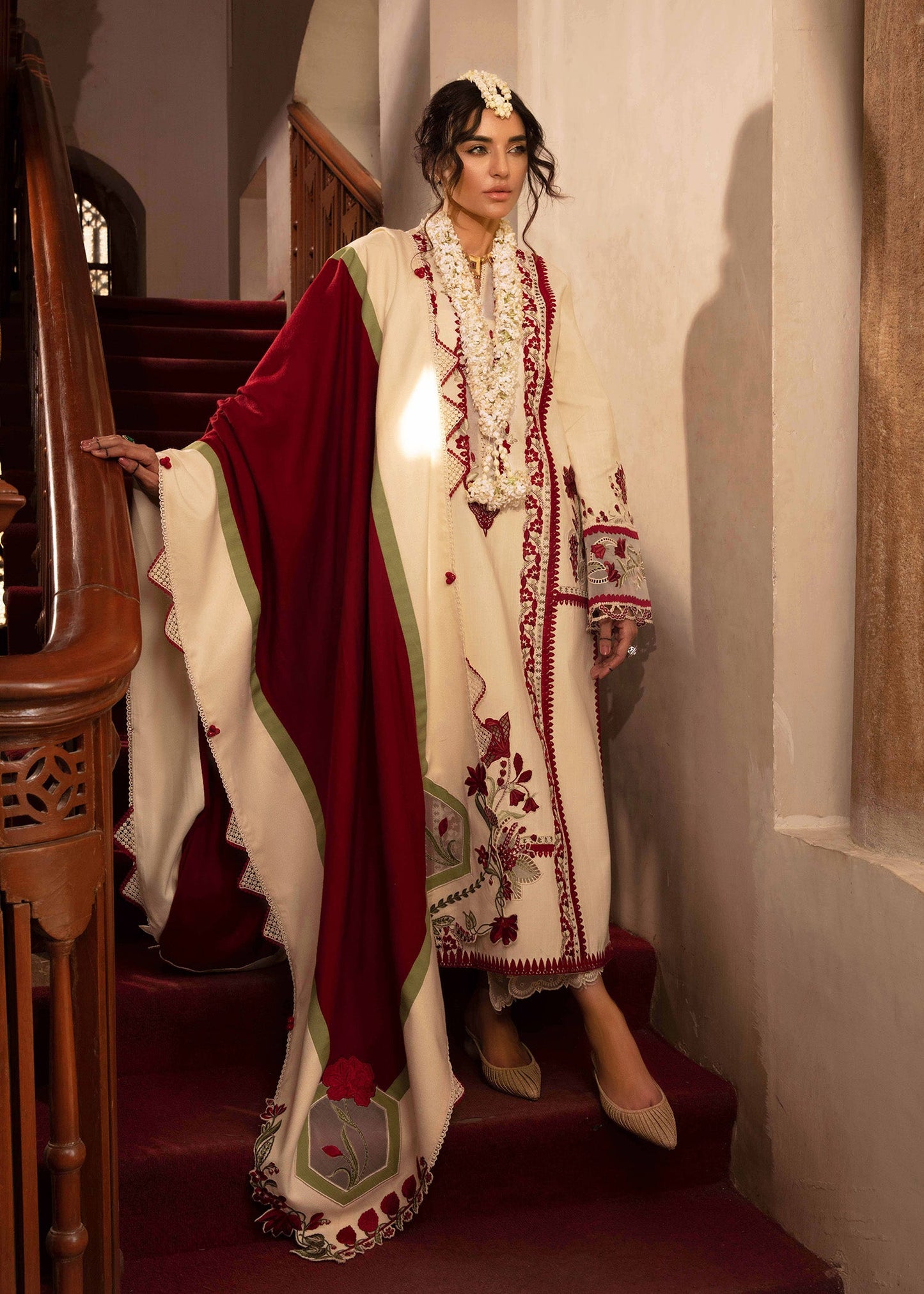 Crimson | Unstitched Embroidered Lawn with Shawl | Musafir CWTR24-D6