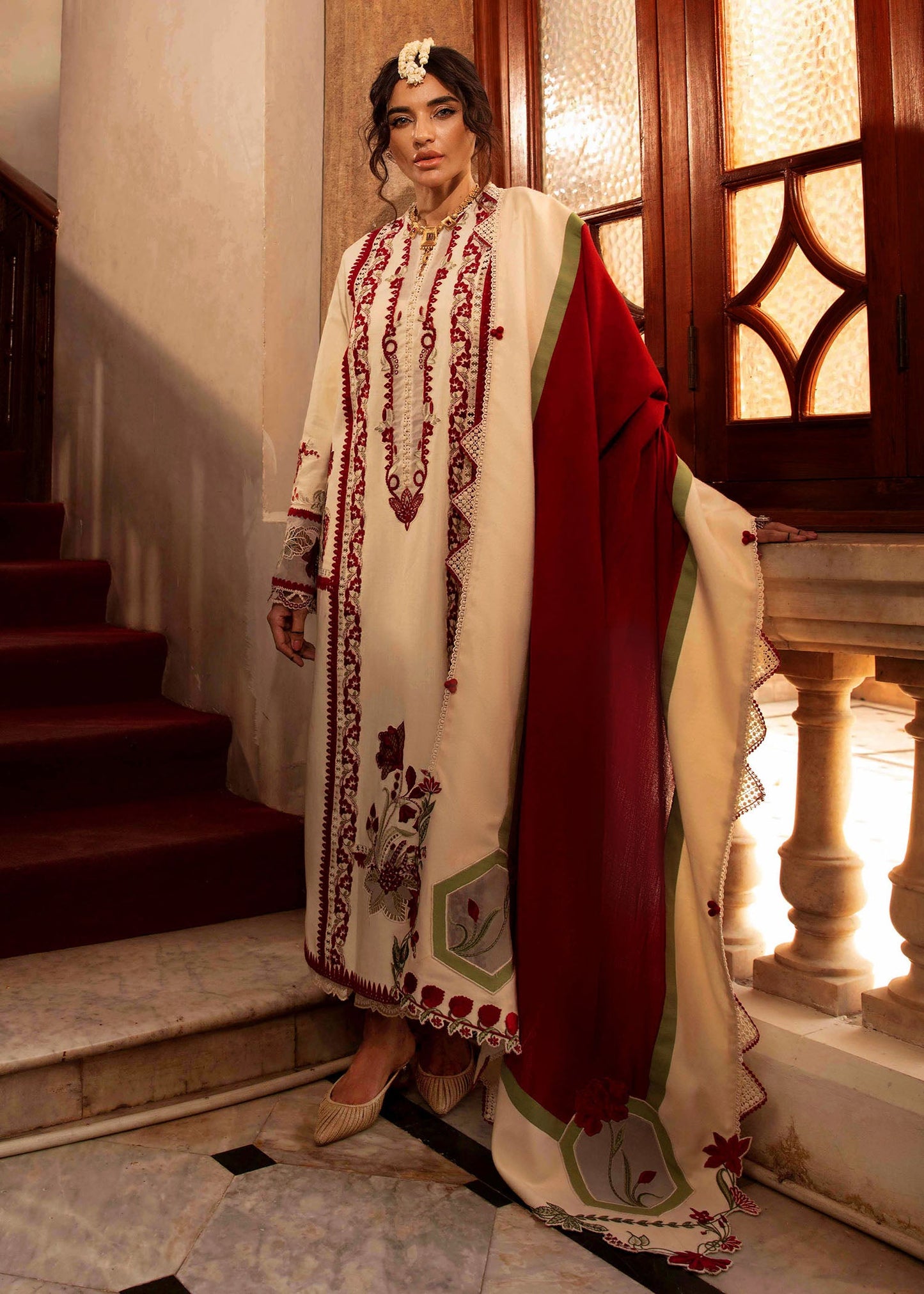 Crimson | Unstitched Embroidered Lawn with Shawl | Musafir CWTR24-D6