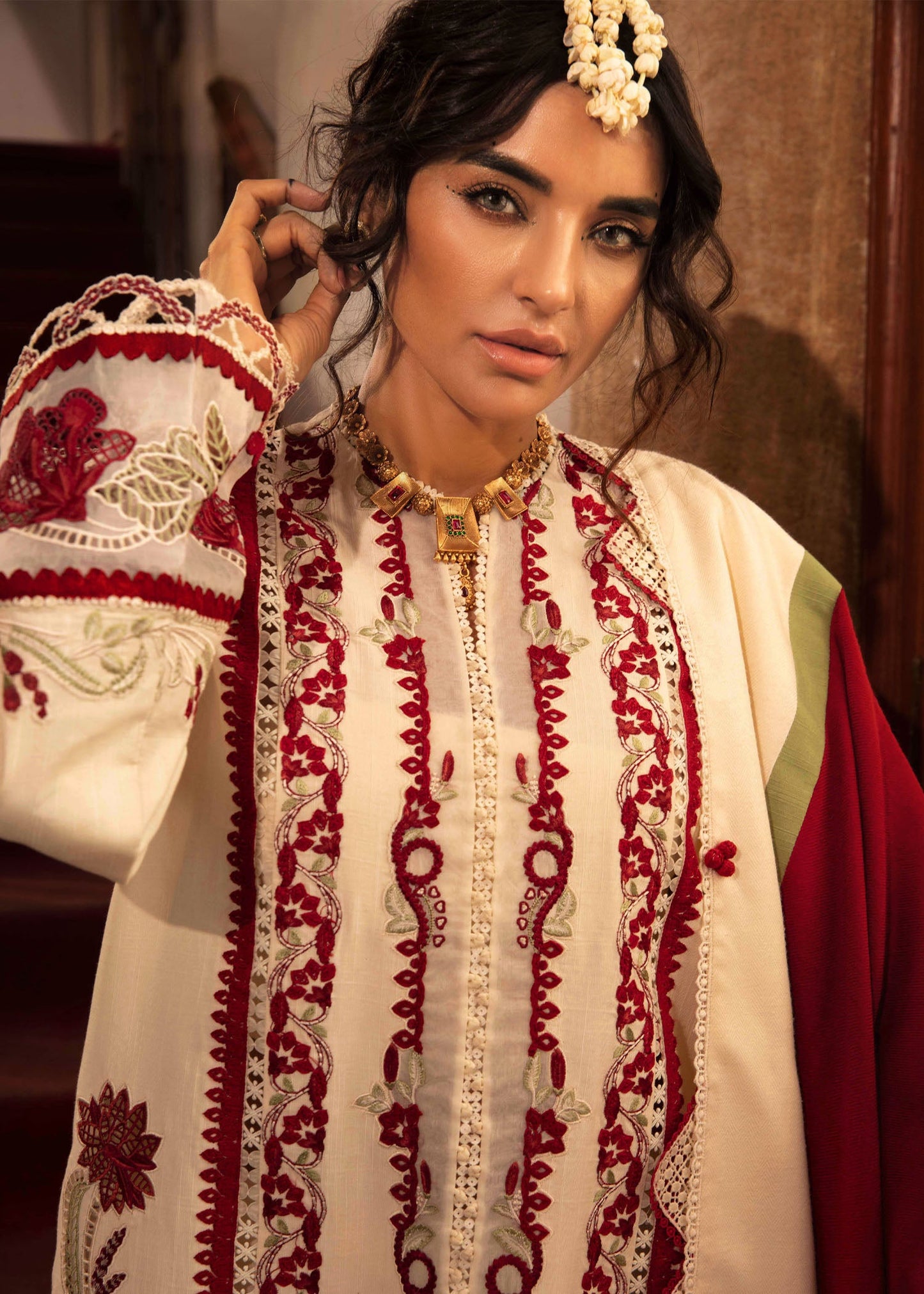 Crimson | Unstitched Embroidered Lawn with Shawl | Musafir CWTR24-D6