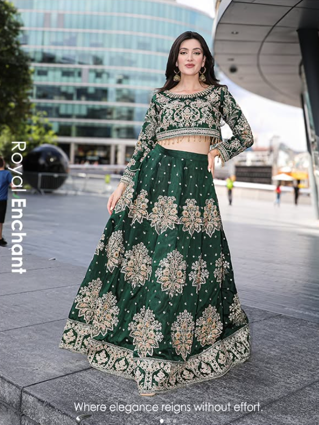 Emran Kashif | 3 Piece Unstitched Embroidered Silk Embellishment Lehenga | Royal Enchant EK-2506
