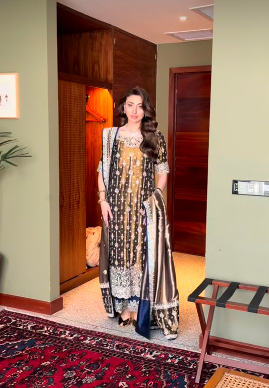 Haris Shakeel | 3 Piece Unstitched Embroidered Silk | Wajeeha