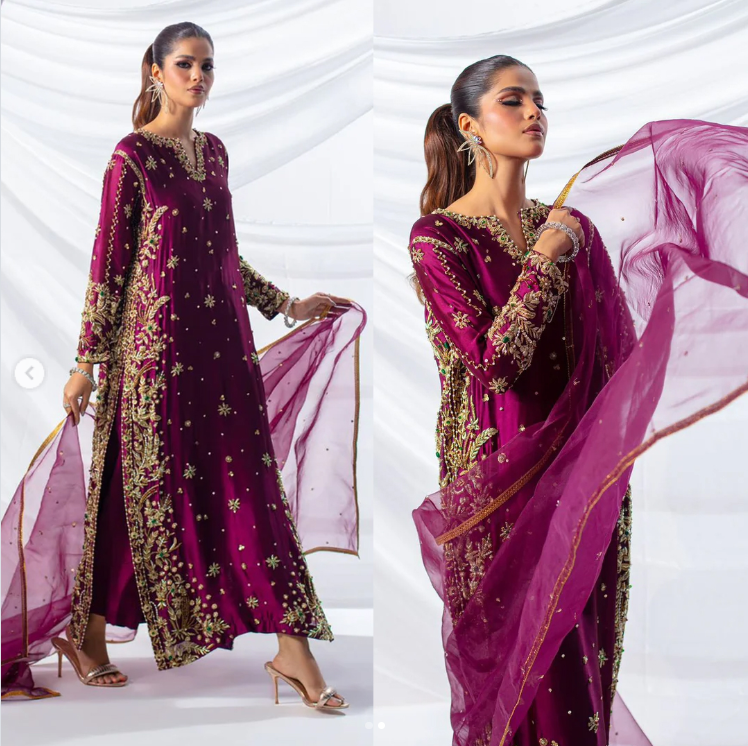 Batik | 3 Piece Unstitched Embroidered Tussle Silk | Expressive Magneta