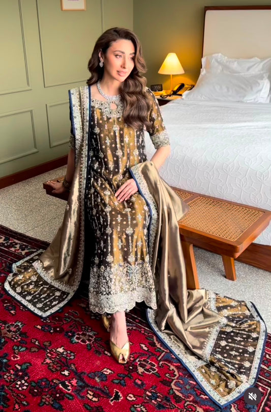 Haris Shakeel | 3 Piece Unstitched Embroidered Silk | Wajeeha