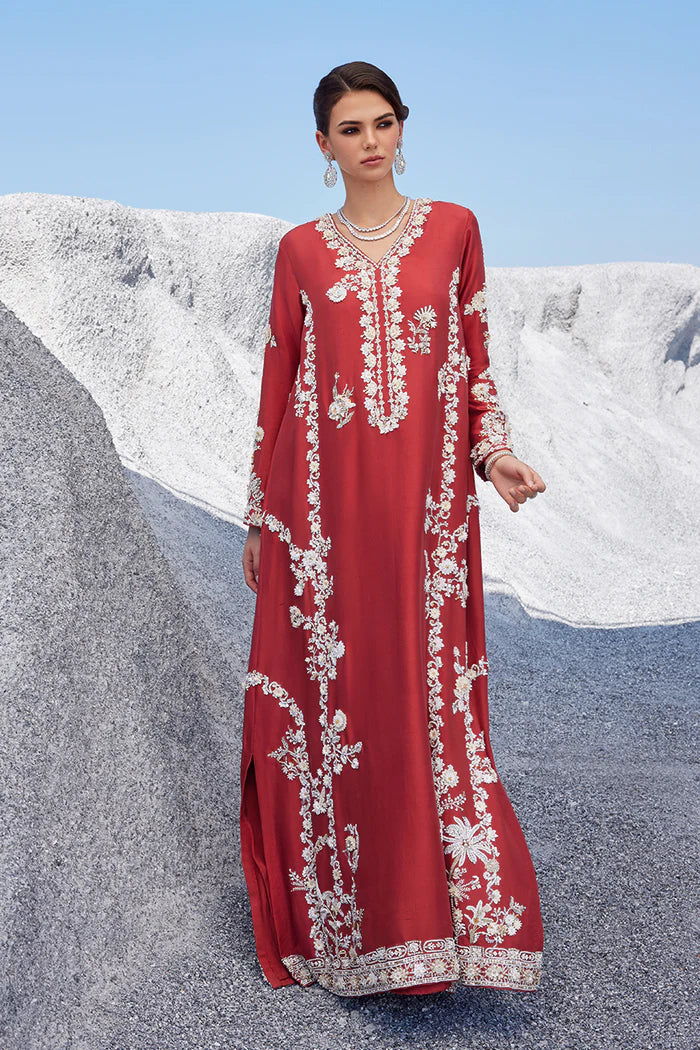 Nida Azwer | 3 Piece Unstitched Embroidered Raw Silk | Sibel