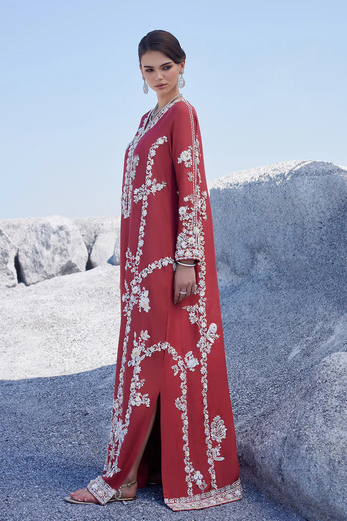 Nida Azwer | 3 Piece Unstitched Embroidered Raw Silk | Sibel