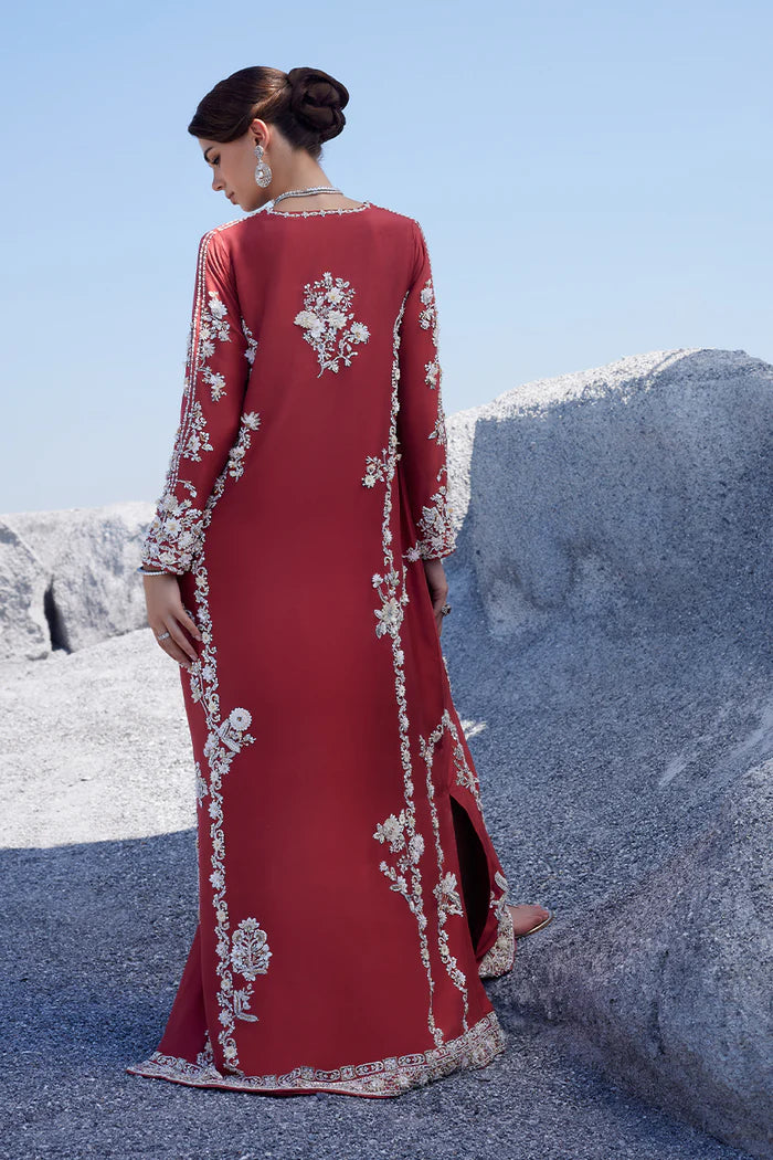Nida Azwer | 3 Piece Unstitched Embroidered Raw Silk | Sibel