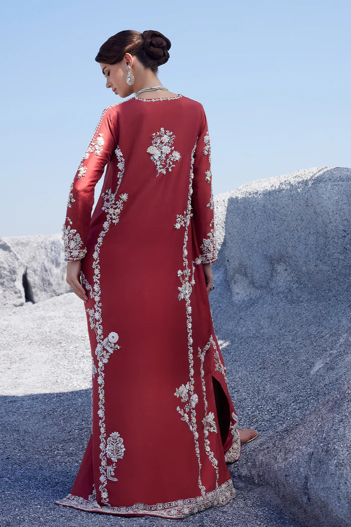 Nida Azwer | 3 Piece Unstitched Embroidered Raw Silk | Sibel