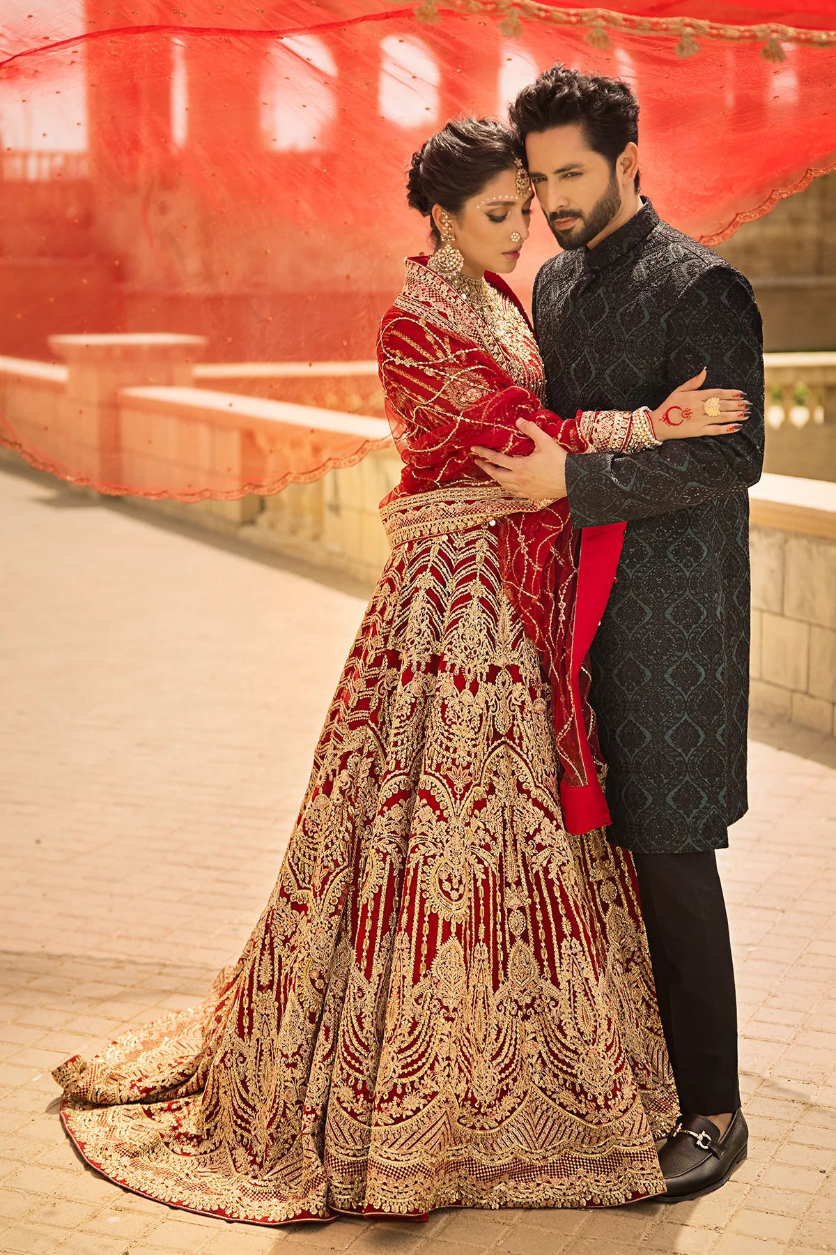 Erum Khan | 3 Piece Unstitched Embroidered Dyed Lehnga | Laila