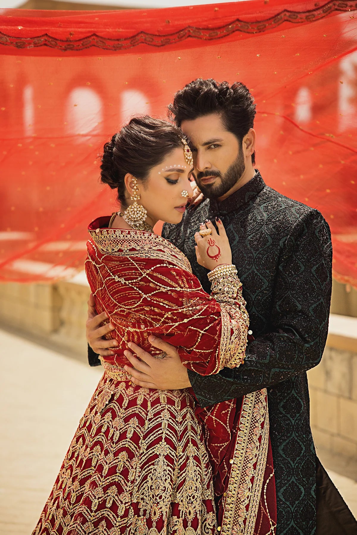 Erum Khan | 3 Piece Unstitched Embroidered Dyed Lehnga | Laila