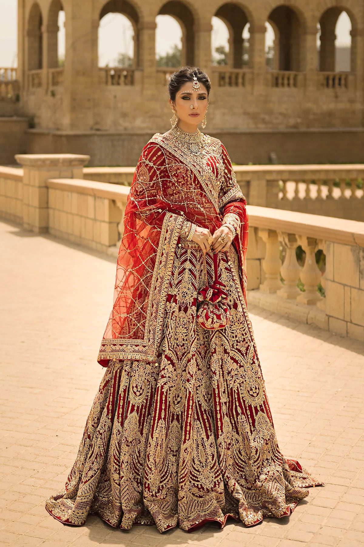 Erum Khan | 3 Piece Unstitched Embroidered Dyed Lehnga | Laila