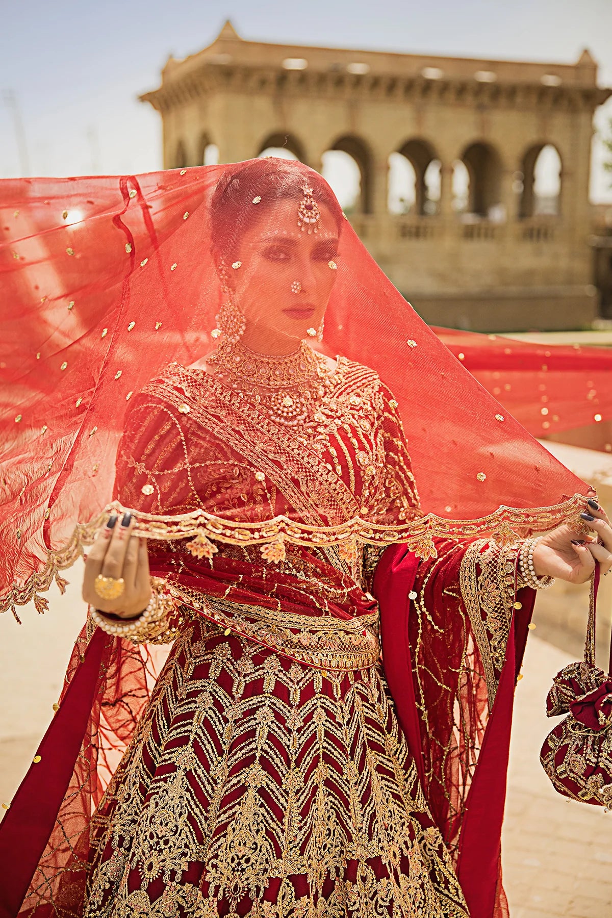 Erum Khan | 3 Piece Unstitched Embroidered Dyed Lehnga | Laila