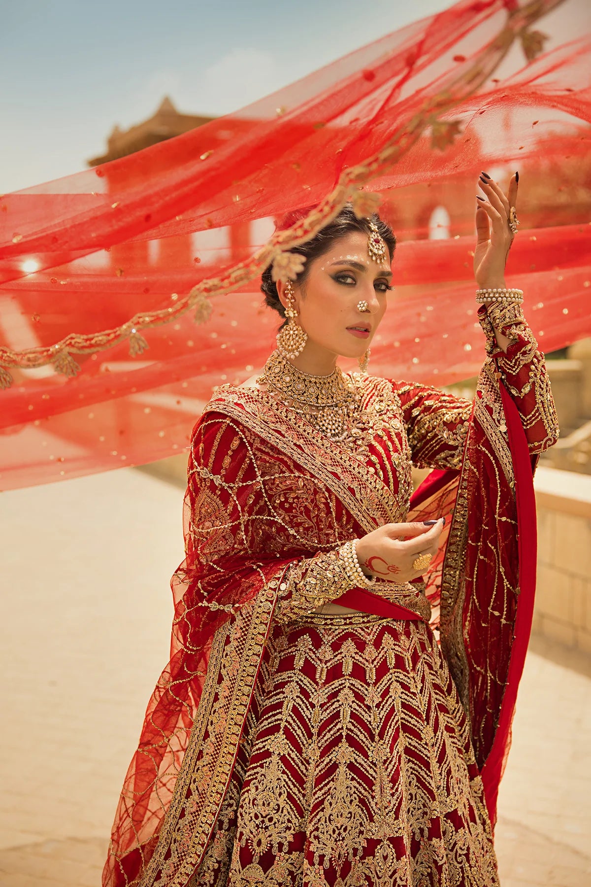 Erum Khan | 3 Piece Unstitched Embroidered Dyed Lehnga | Laila