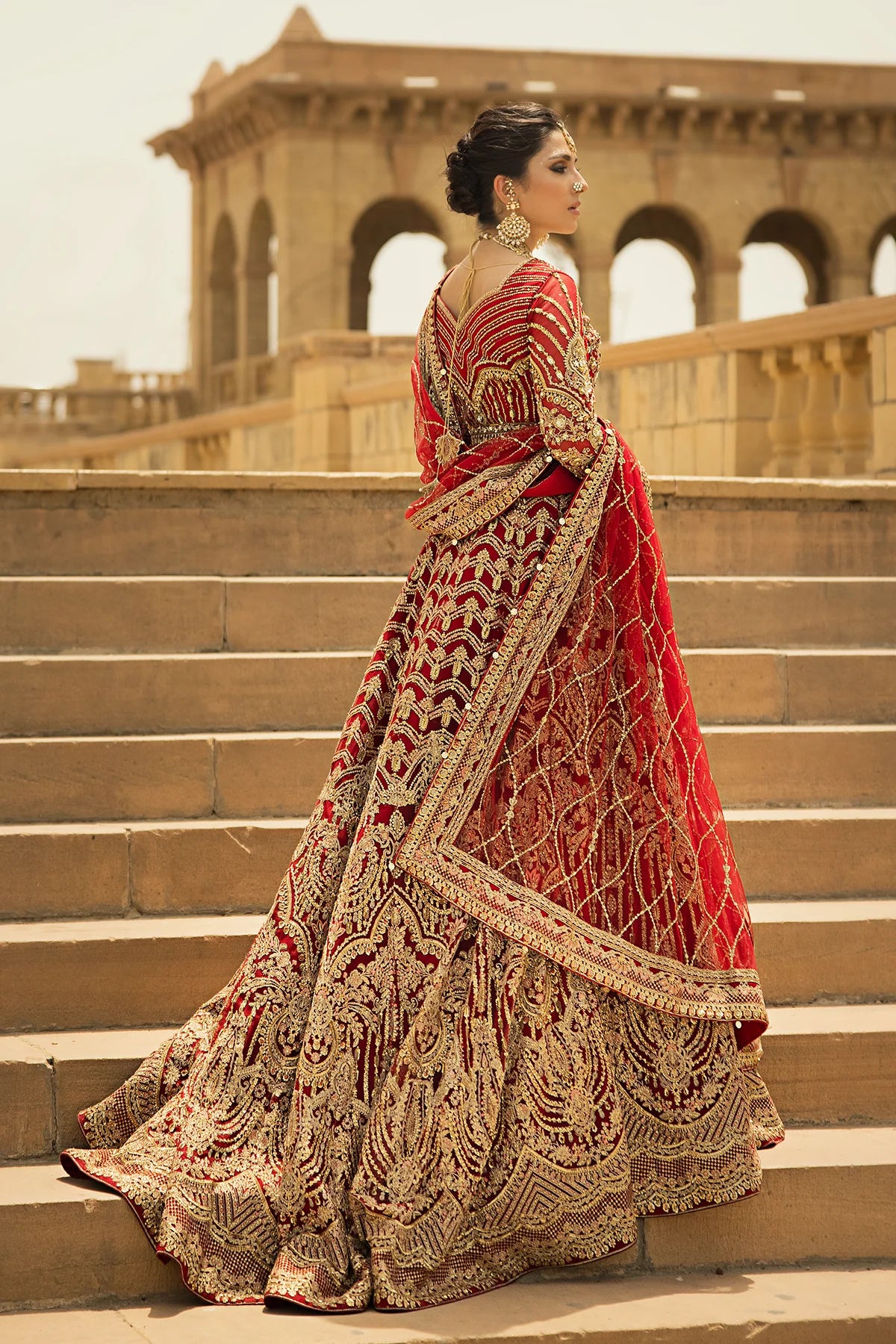 Erum Khan | 3 Piece Unstitched Embroidered Dyed Lehnga | Laila
