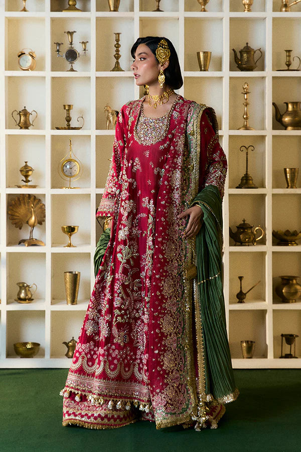 Suffuse | 3 Piece Unstitched Embroidered Shesha Silk Sharara | Afsanae