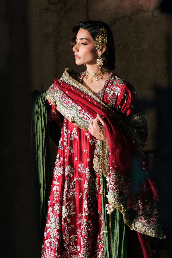 Suffuse | 3 Piece Unstitched Embroidered Shesha Silk Sharara | Afsanae