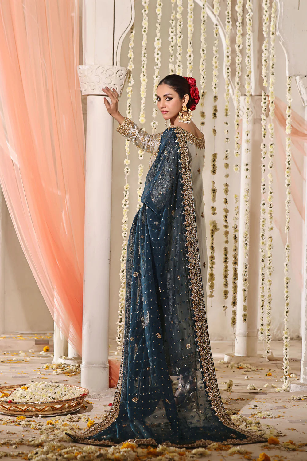 Rizwan Ahmed | 3 Piece Unstitched Embroidered Tissue Zari Fabric | Mahnoor