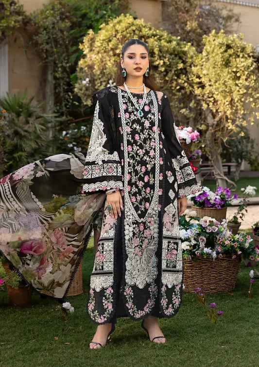 Elaf Premium | 3 Piece Unstitched Embroidered Lawn | ELM-04 MAHJABEEN