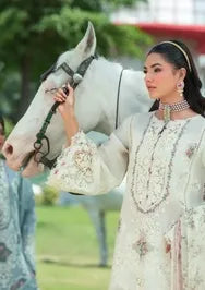 Elaf Premium | 3 Piece Unstitched Embroidered Lawn | ELH-7A WHITE EMPRESS